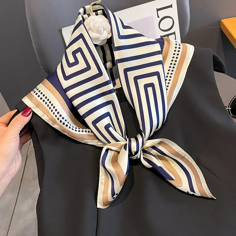 Neckerchief Spring Square Silk Scarf Women Shawl Ladies Neck Tie Wrist Wrap Hair Ribbon Headband Bandana 241228