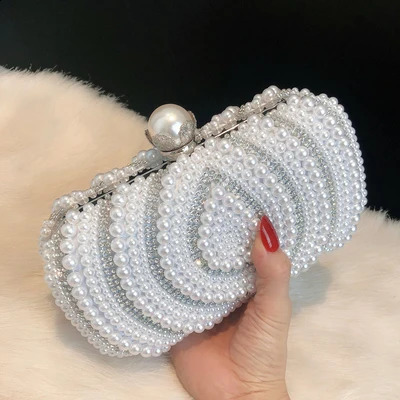 Pearl Clutch Bags Women Purse Ladies white Hand Bags Evening Bags for Party Wedding black Shoulder Bag Bolsa Feminina 241227