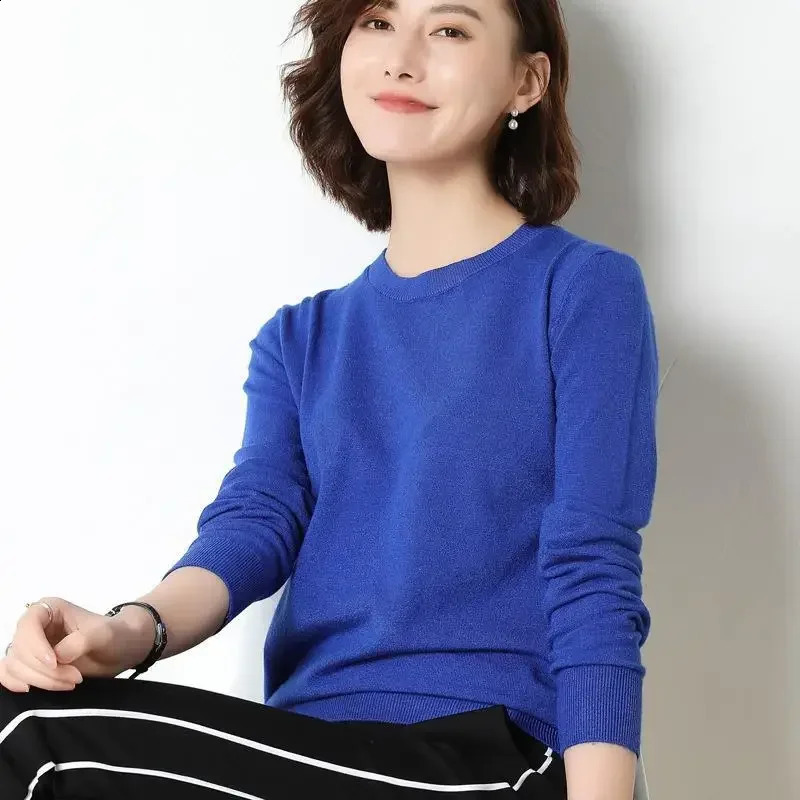 Women Sweater 2024 Oneck Long Sleeve Autumn Winter Pullovers Fashion Korean Sweaters Bottoming Shirts Slim Knitwear Jumpers 241223