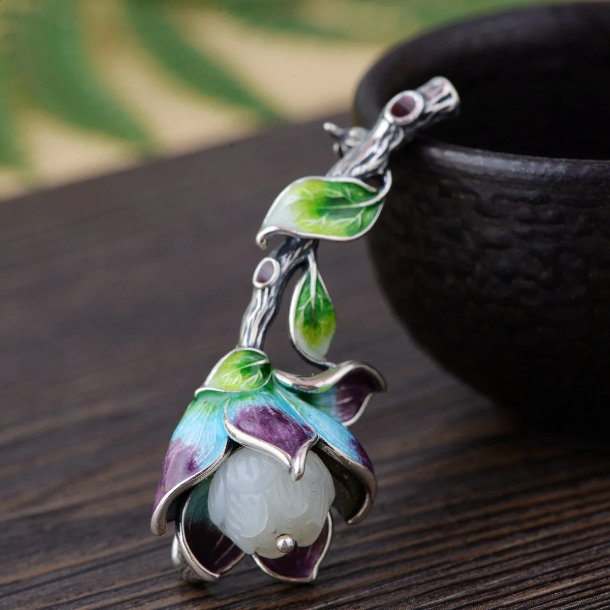 BOCIA 100% S925 Silver Female Models Inlaid With Natural Stones Lotus Pendant For Woman Delicately Burnt Blue Brooch 241227