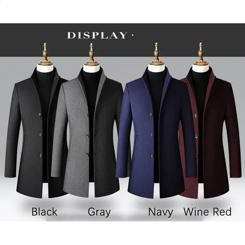 TFETTERS Trench Coat Korean Fashion Business Casual Stand Collar Long Jackets for Men 2024 Autumn Windbreaker Winter Coats 241220