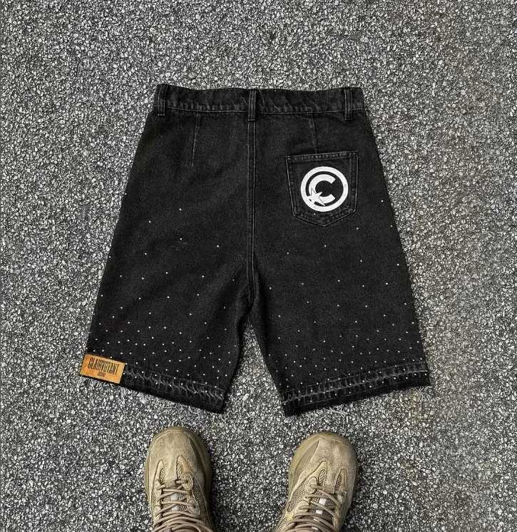Letter patchwork embroidered jeans five-pointed star summer Harajuku rock hip-hop pants mens personalized design shorts W241228
