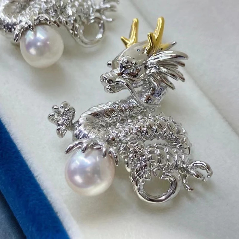 Dragon Year Zodiac Brooch Natural Freshwater Pearl Three-dimensional Silver Dragon Chinese Style Pearl Exquisite Gift n 241227