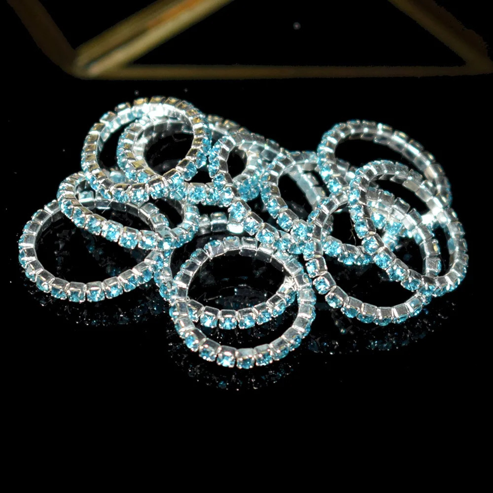 10pcs Korean Version Multicolor Ring Ladies 1Row Mixed Color Crystal Stretch Toe Party Jewelry 241225