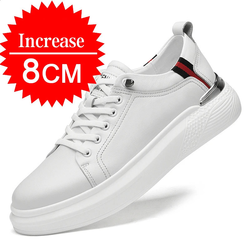 Mens Genuine Leather Sneakers Elevator Shoes Invisible Breathable Heightening 810cm Casual Fashion 241223