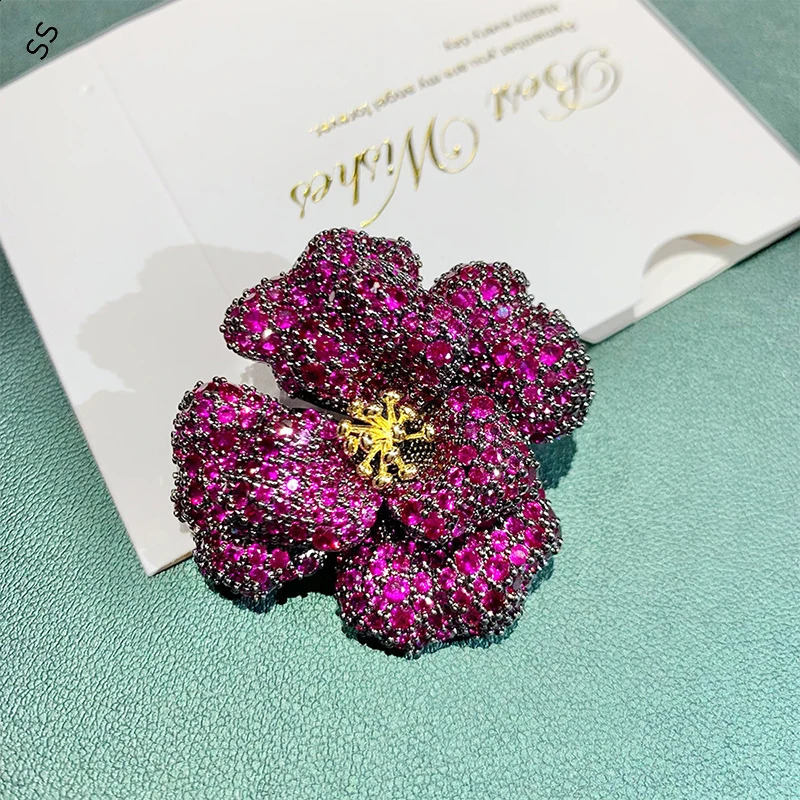 Atmosphere Advanced Sense Heavy Handmade Rose Brooch Womens Suit Dress Jewelry Garment Corsage 18k Gold Plated Accessory 241227