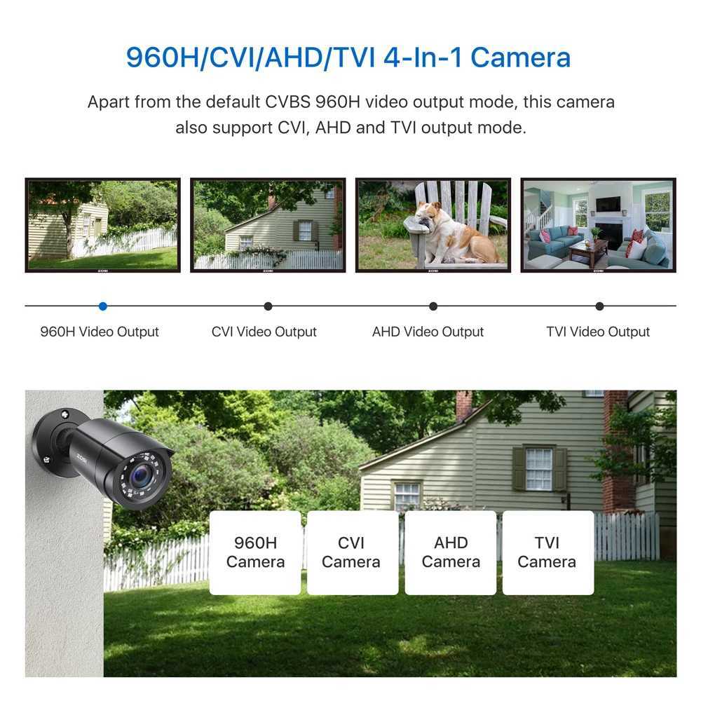 ZOSI 1080P 4 Pack HD TVI Security Cameras Outdoor Indoor Weatherproof Bullet Surveillance Camera for Analog CCTV DVR SystemXJ241228