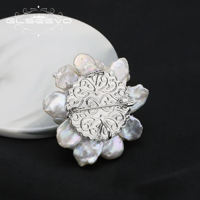 GLSEEVO Natural Tahitian Baroque Pearls Woman Brooch Green natural stone accent n Exquisite Romantic Jewelry Anniversary 241227