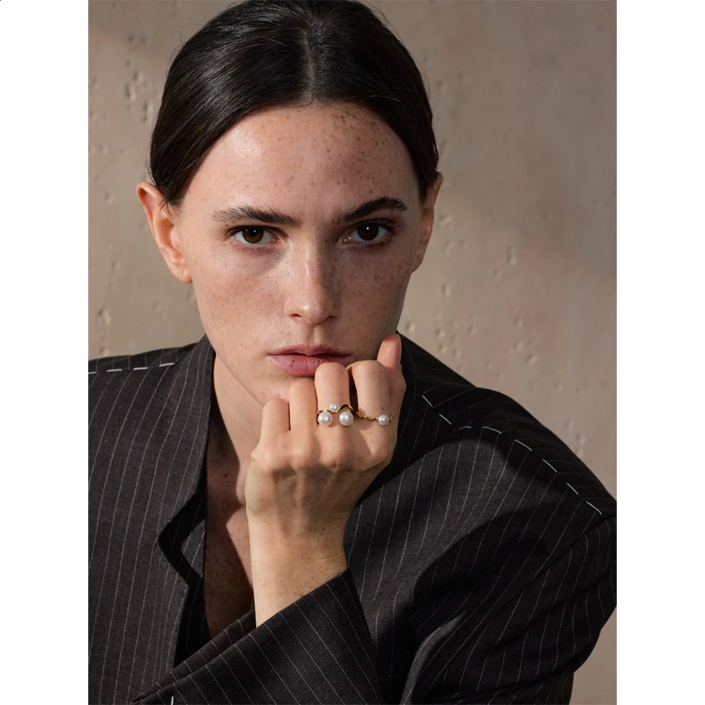 Yhpup 6789 High Quality Natural Pearl Exquisite Fashion Adjustable Ring 18K Gold PVD Plated Stainless Steel Unique Jewelry Gift 241225