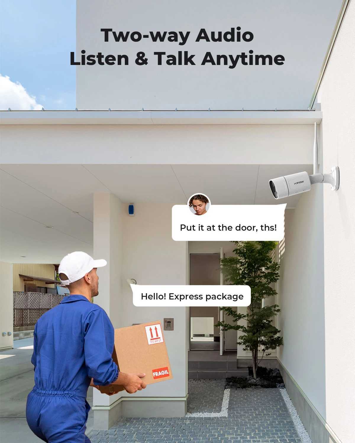 H.VIEW 3MP 5MP WiFi Security Camera Two-Way Audio System Kit Wireless CCTV System NVR with 12 LCD Monitor OutdoorXJ241228