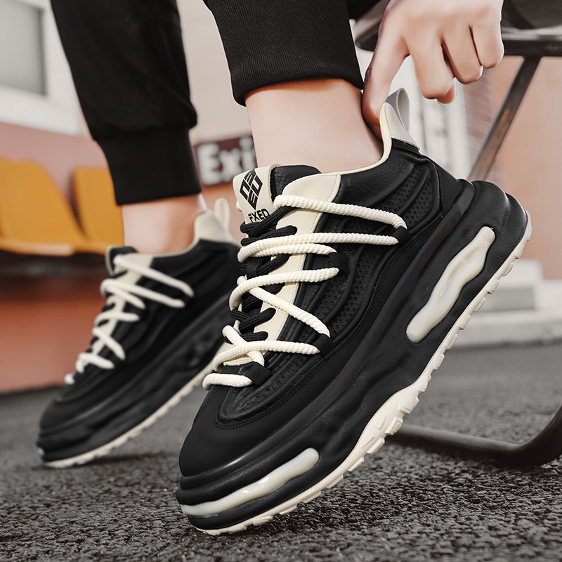 Men Sports Fashion Thick Sole Chunky Shoes Versatile NEW Niche Design Running Training Triple Black Beige Blue Free shipping