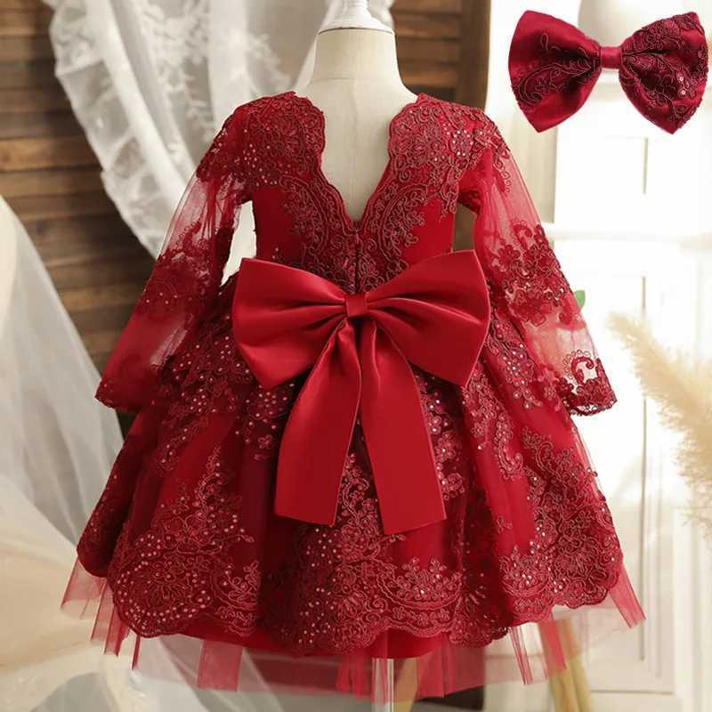 Girl's Dresses 1-5T Girl Fluffy Ball Gown Summer/Autumn Long Sleeve Embroidery Floral Bithday Clothes Baby Girls Bow Christmas Carnival VestidoY2