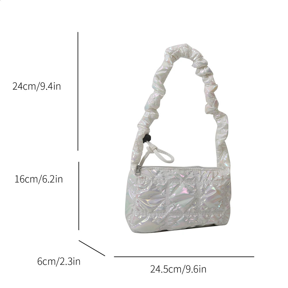 Women Padded Shoulder Bag Fashion Underarm Bag Drawstring Quilted Crossbody Bag Girl Stylish Purse 241228