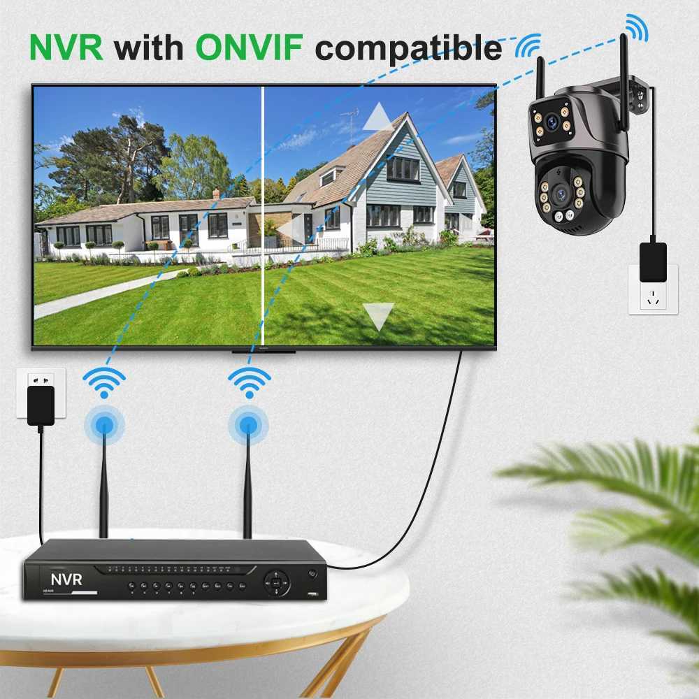 POE Waterproof PTZ Camera Outdoor WiFi 3K Dual Lens Auto Tracking Camera Wireless CCTV Security Surveillance System Camera iCseeXJ241228