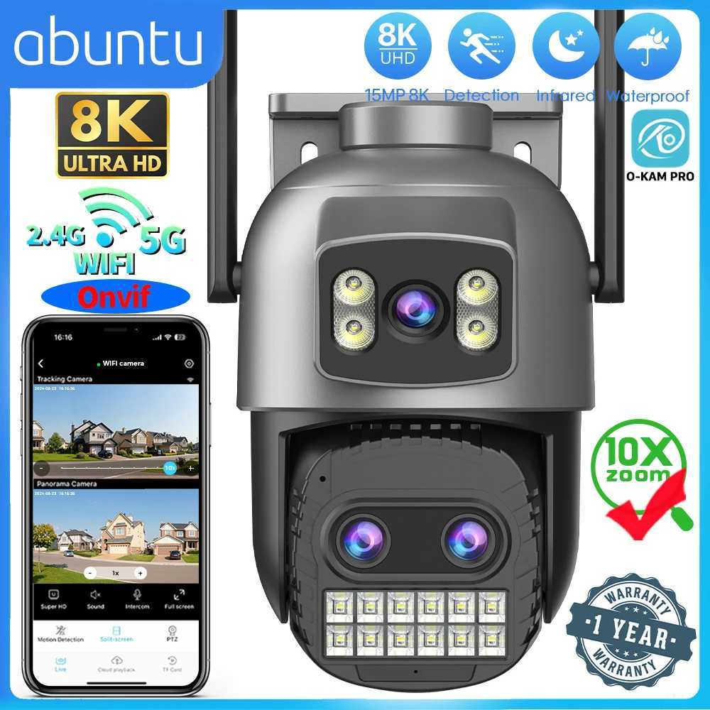 15MP 8K PTZ Wifi IP Camera 10X Zoom Three Lens Dual Sns HD Outdoor Surveillance Camera 5G/2.4G CCTV Security ProtectionXJ241228