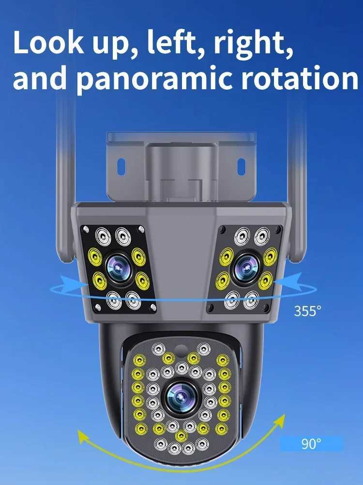 6K 12MP WiFi Camera Outdoor 10X Zoom Security CCTV Triple Lens Triple Sn Ai Track Mini Video Surveillance Camera IPC360 HomeXJ241228