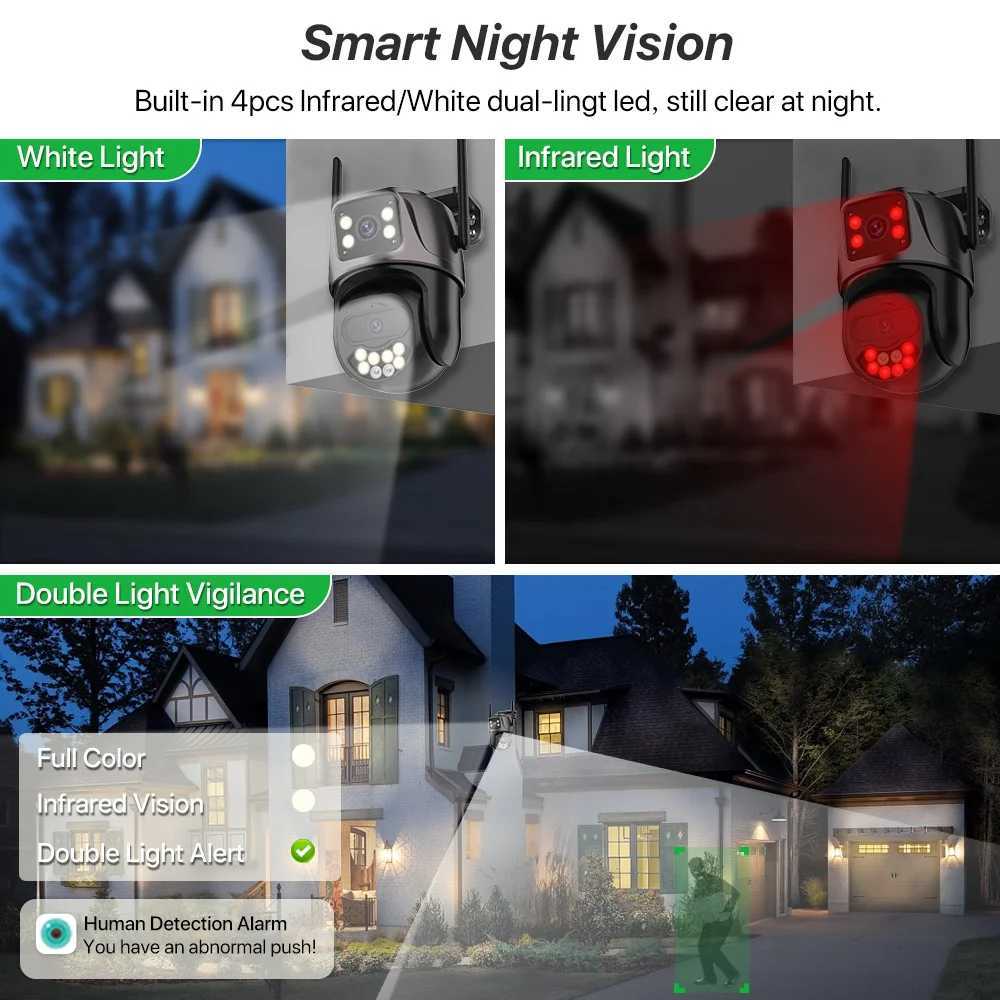 External 5K 10MP WiFi Dual Lens Camera 8MP Auto Tracking Security Protection Camera CCTV Audio Video Surveillance iCsee P2PXJ241228