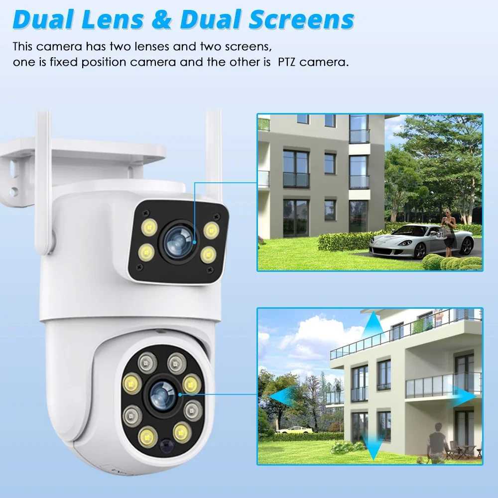 8MP IP Solar Power WiFi Camera PTZ Outdoor IP66 Waterproof 10000mAh Built-in Battery Surveillance Cam PIR Human Detection TuyaXJ241228