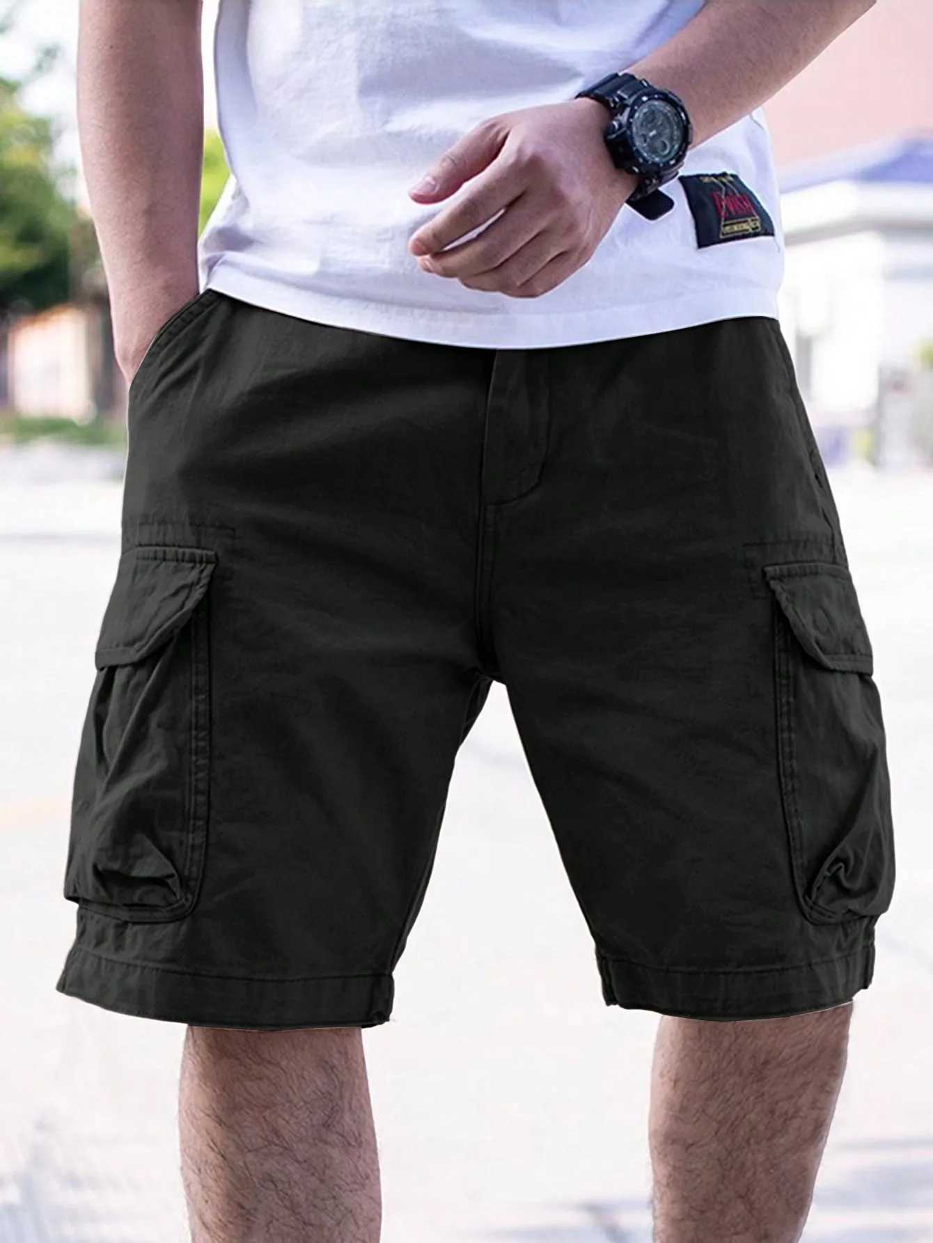 Mens Plain Casual Comfy Cargo Shorts Summer Clothing W241228