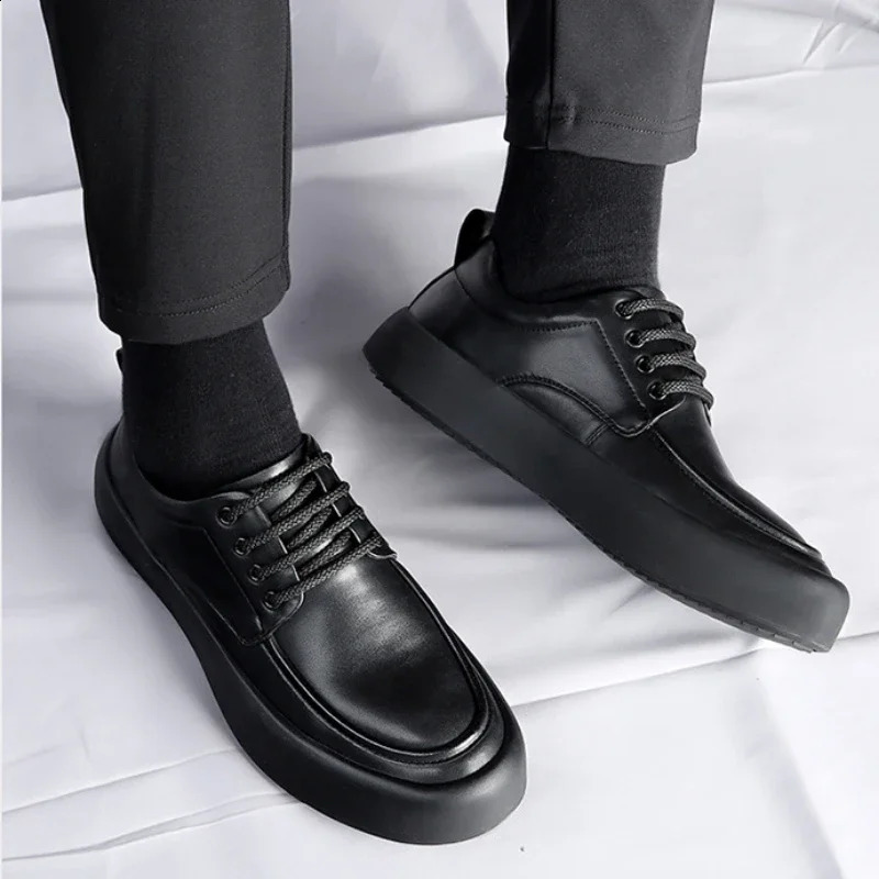 Fashion Cow Leather Business Mens Dress Shoes Spring Autumn Softsoled Loafers Men ner Lace Flat Casual Male 241223