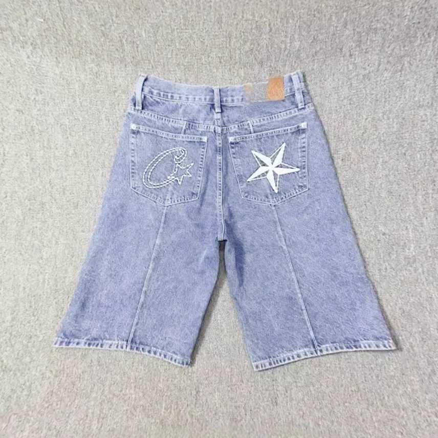 Summer Retro Denim Shorts for Men 2024 New Star Embroidered Hip Hop Sewing Street Washing Trendy Street Casual Sports Shorts W241228