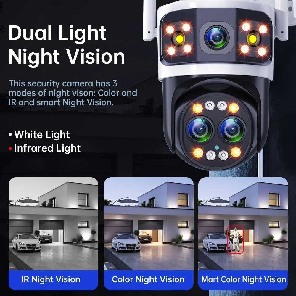 Outdoor WIFI Camera 6K 8MP Three Lens 10X Zoom PTZ Human Detection 4K 6MP Dual Sns WiFi IP Surveillance CCTV Security YooseeXJ241228