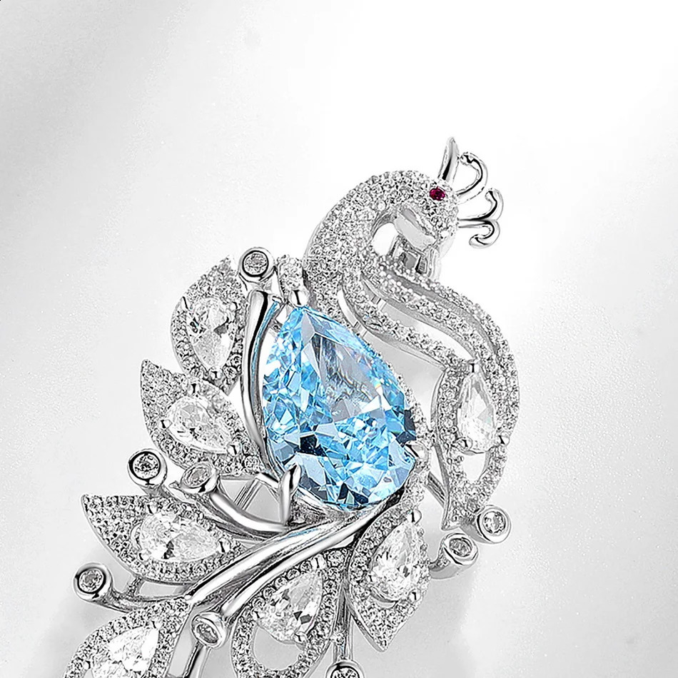 ALLNOEL 925 Sterling Silver Brooches For Women High Carbon Diamond Bird Phoenix Animal Wedding Party Delicate Fine Jewelry Gift 241227