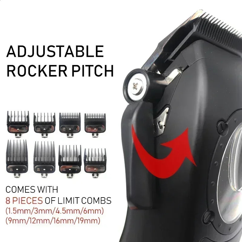 Professional Hair Clipper Electric Mens Trimmer with 8000RPM Seat Charging Large Capacity Battery DLC Coated Blades Barber 241224