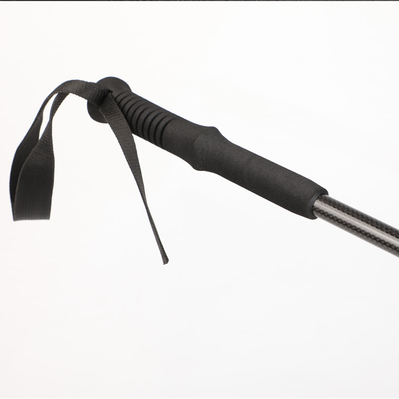 Three sections straight handle external lock outdoor hiking poles retractable walking poles 3K carbon fiber trekking poles