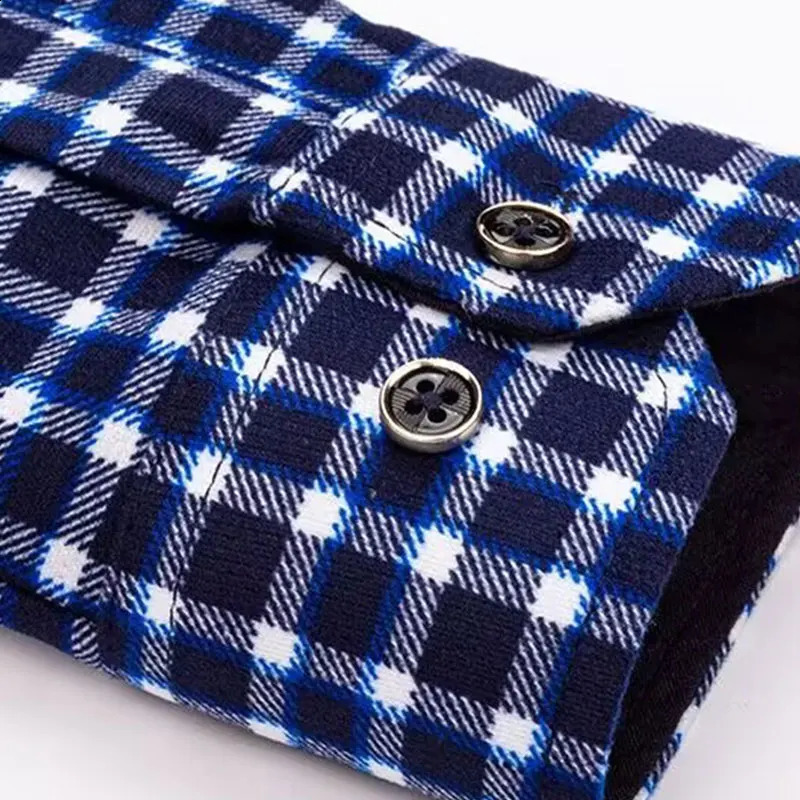 Autumn and winter mens double-sided fleece long-sleeved shirt non-ironing anti-wrinkle business casual fashion slim fit 241223