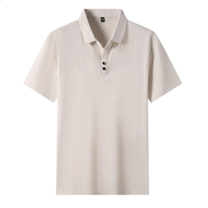 Top Grade 100% Cotton Linen y Summer Polo Shirts Slim Men Fashion Short Sleeve Casual Tops Mens Clothing 241228