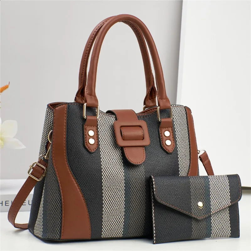 Vertical Striped Womens Bag Large Capacity Ladies Tote Highquality Purse and Handbags Crossbody Bags 241226