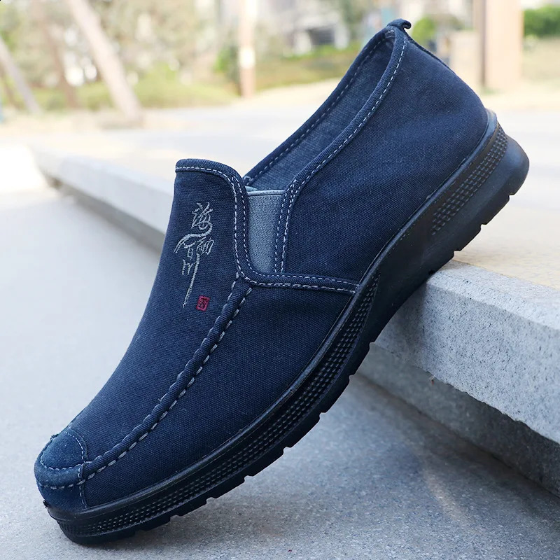 Spring Polyurethane Men Shoes Old Beijing Cloth Canvas Sports Casual Breathable Work 241223