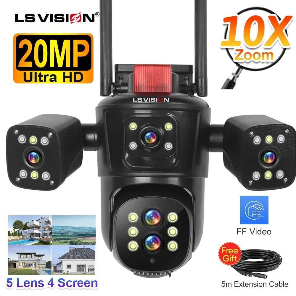 LS VISION 20MP Four Sns WiFi IP Camera Wireless Outdoor 10X Optical Zoom Five Lens PTZ Auto Tracking Waterproof CCTV CameraXJ241228