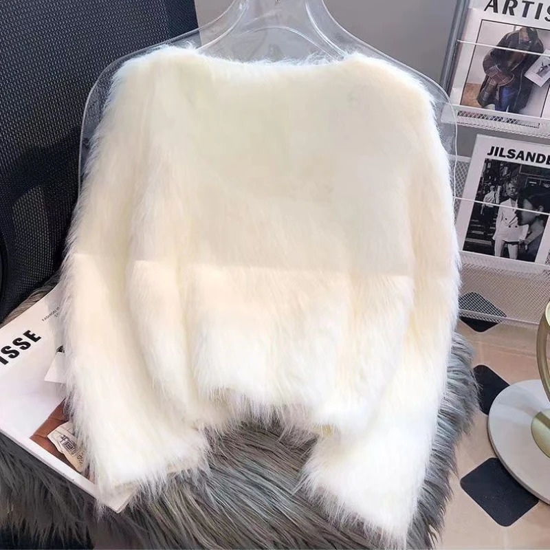 Autumn Warm Women Crop Cardigan Korean Knitted Elegant Female Casual Sweaters Fashion Mink Cashmere Soft Ladies Coats 241224