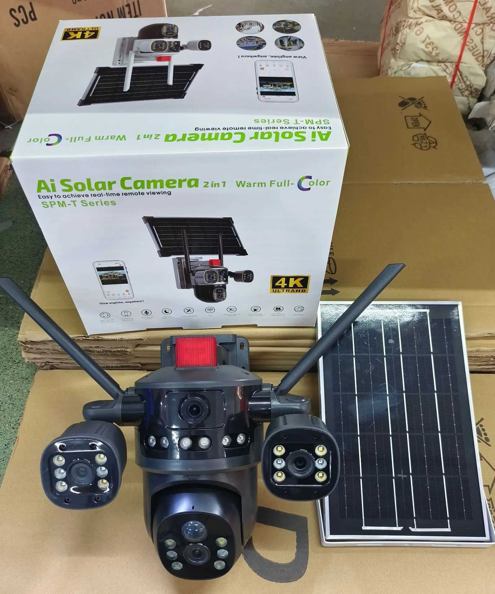 Saikiot V380Pro 4 Lens 3 Sn WIFI Wireless Solar Powered Camera 12MP Solar PTZ Camera Outdoor V380Pro CCTV Camera Solar 4GXJ241228