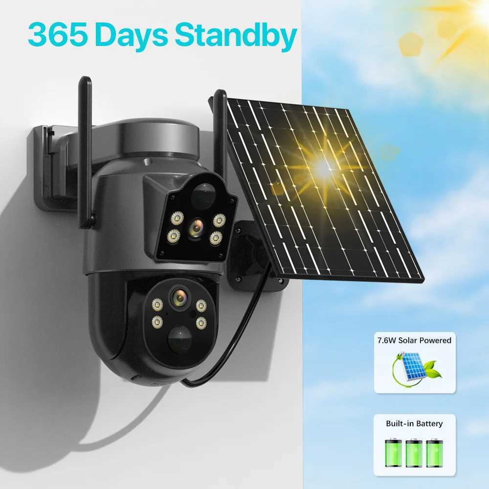 4K 8MP Wireless Solar Camera Outdoor WiFi PTZ Camera Built-in Battery 4MP PIR Detection Video Surveillance Long Time StandbyXJ241228