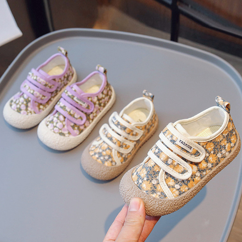 Kids Floral Canvas Shoes Fashion Girls Casual Shoes Infant Toddler Walking Shoes Girl Happysteps Sport Kid Shoes Sizes US5c-US1y