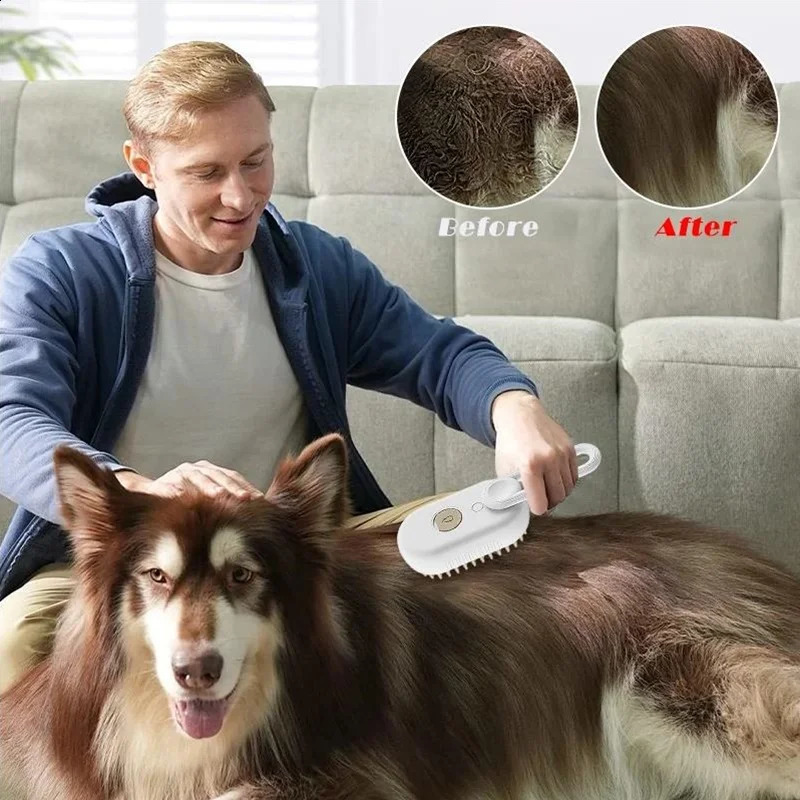 Upgraded version Pet Steam Brush Cat Dog Cleaning Steamy Spray Massage Beauty Comb 3 In 1 Hair Removal Grooming Supplies 241223