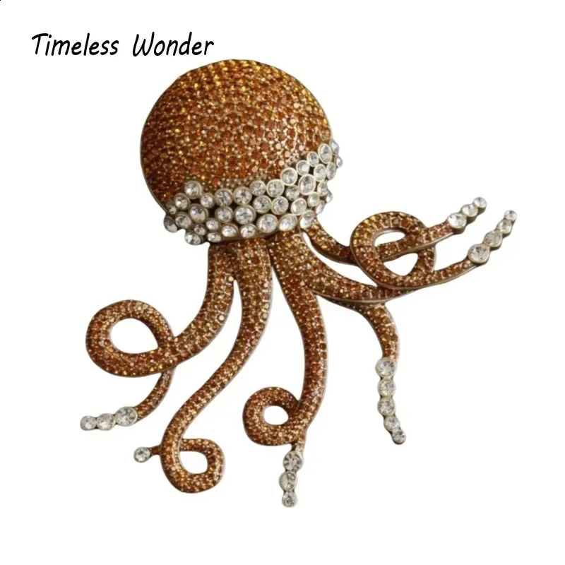 Timeless Wonder Retro Zircon Octopus Brooch Pins for Women Jewelry Runway Rare Gift Cute Top Rare Mix 5385 241227