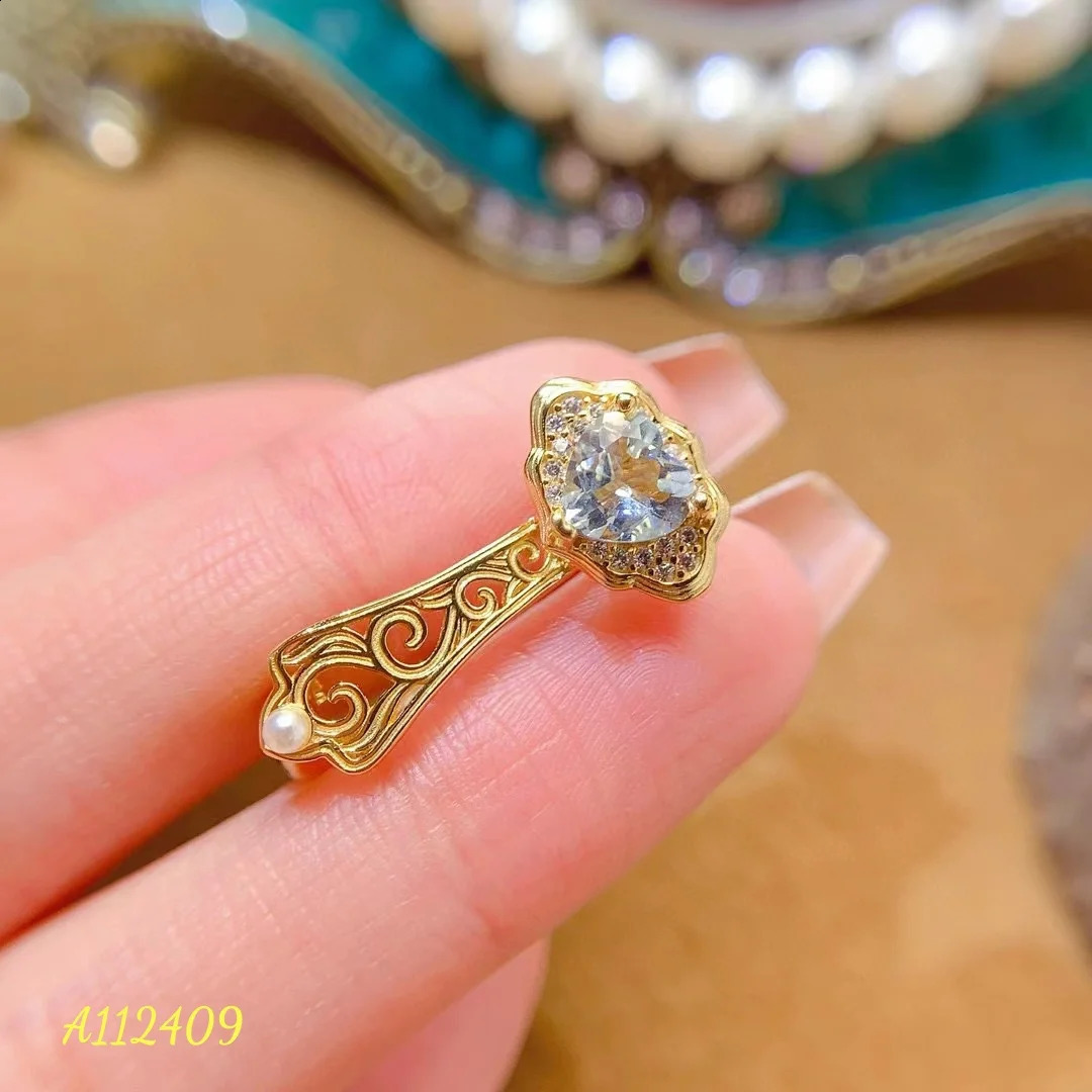 Natural Aquamarine Womens Brooch S925 Pure Silver Chinese Style Satisfactory High-end Exquisite Brooch Accessory 241227