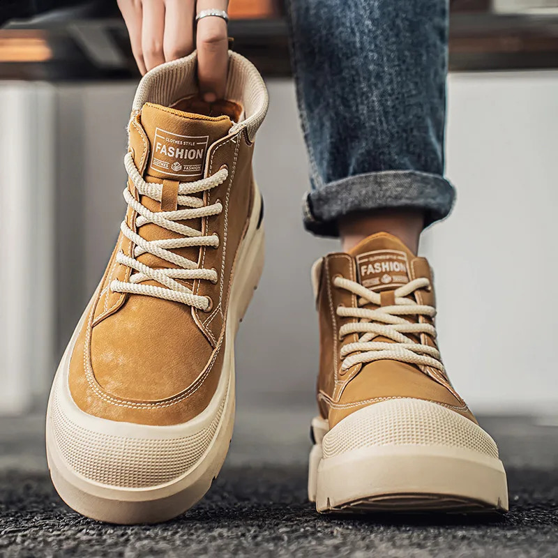 Fashion Green Canvas Shoes HighTop Platform Casual Sneaker Man Comfortable Laceup Mens Winter Boots zapatillas informale 241223