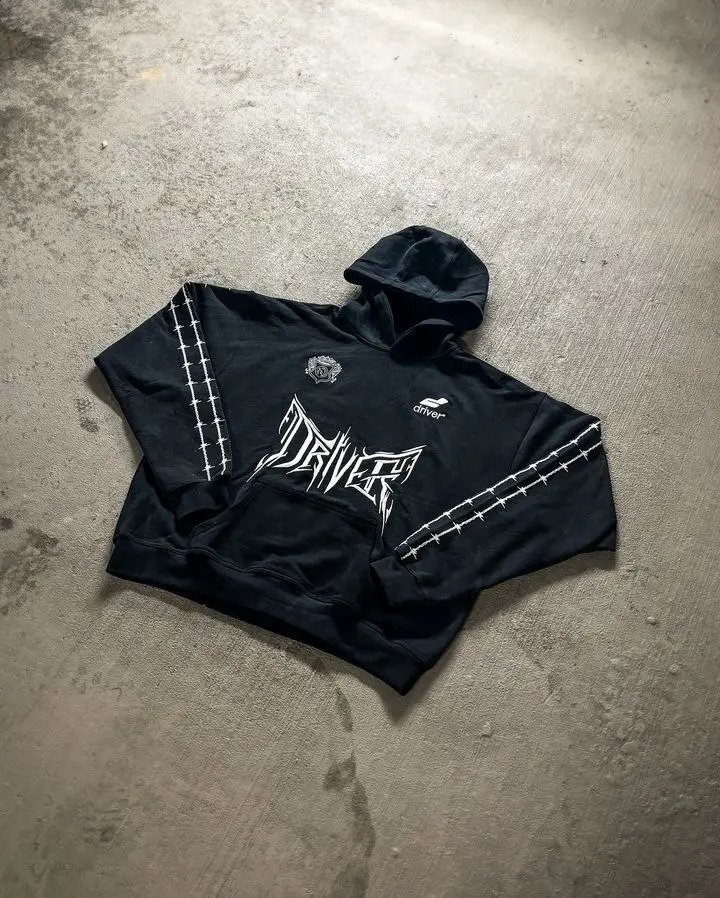 Streetwear Mens Two Piece Y2K Sportswear Harajuku Hip Hop Letters Oversized Hoodie Retro Striped Sweatpants Casual Suit Clothes 241224