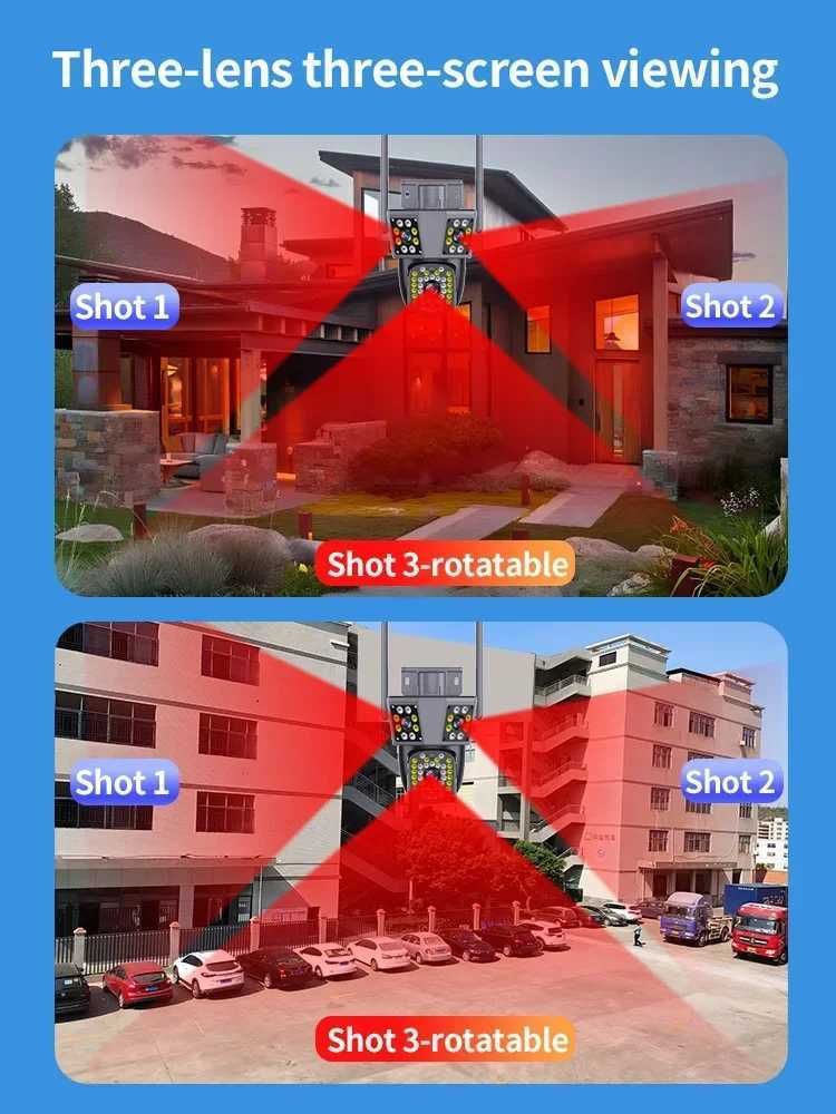 6K 12MP WiFi Camera Outdoor 10X Zoom Security CCTV Triple Lens Triple Sn Ai Track Mini Video Surveillance Camera IPC360 HomeXJ241228