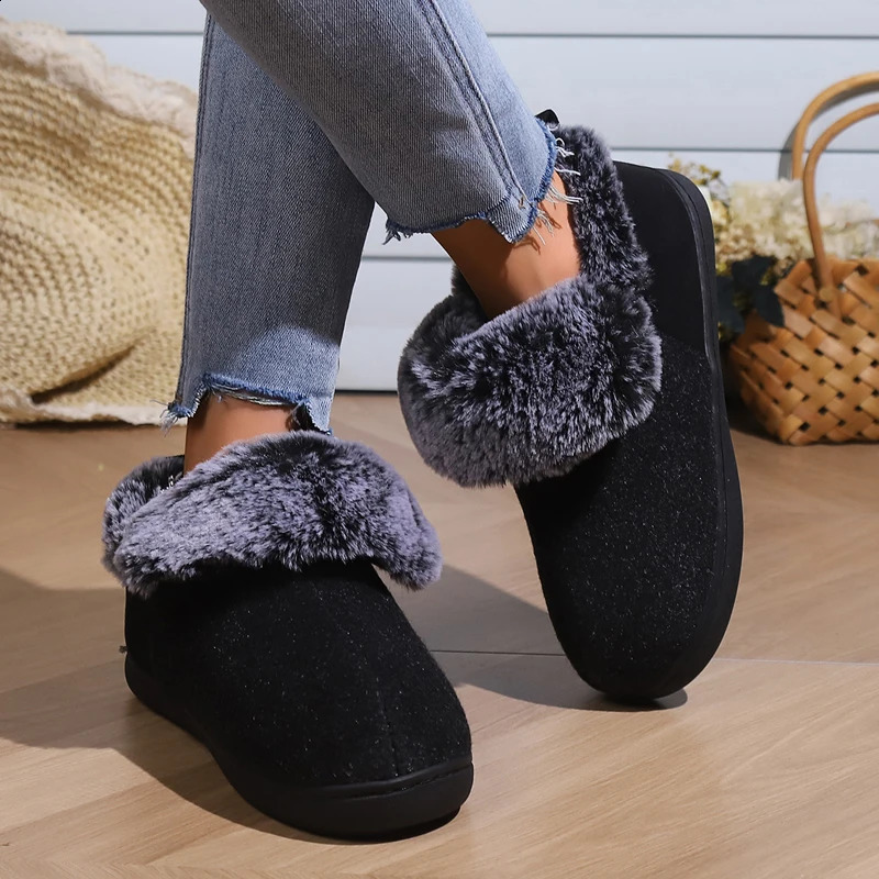 Women Slippers Warm Winter Ladies Faux Fur Womens Home Lightweight Footwear Indoor Cotton Shoes Female 241223