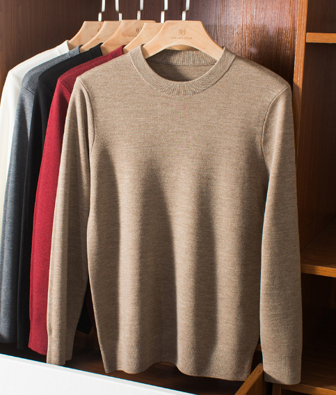 19 Men Wool Sweater Four-pin Thick Round Neck Autumn and Winter Bottoming