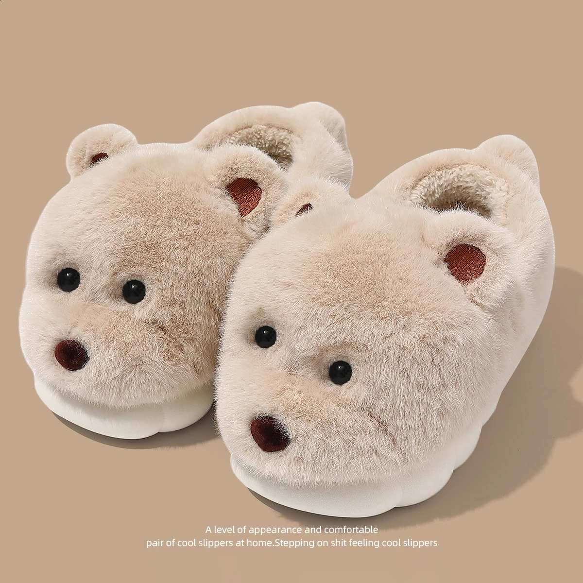 QYCKABY Cute Indoor Home Slippers Women Men Warm Soft Plush Nonslip Fur Dog Lovers Shoes 241223