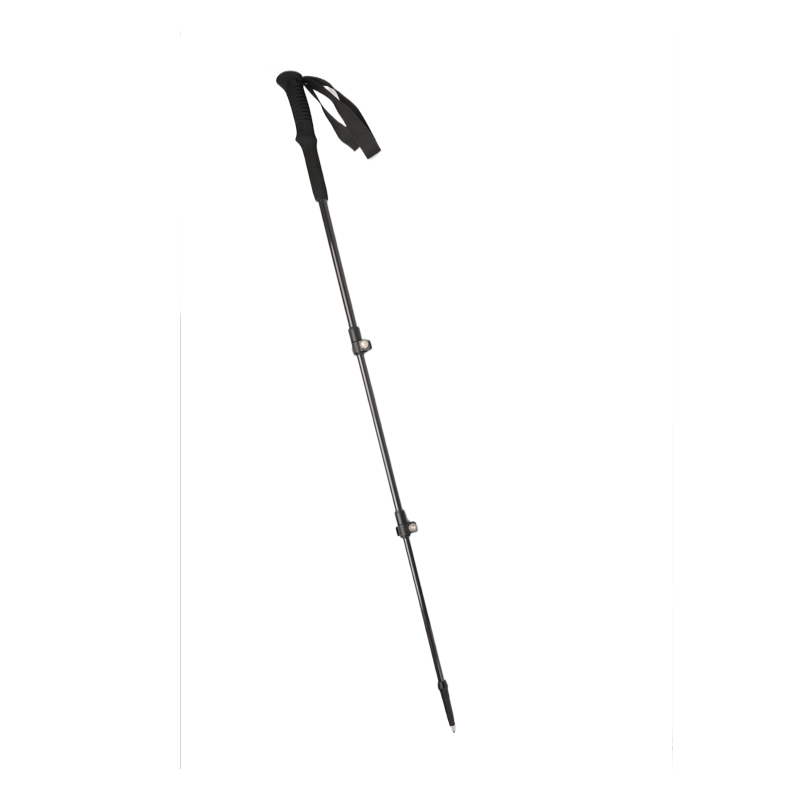 Three sections straight handle external lock outdoor hiking poles retractable walking poles 3K carbon fiber trekking poles wholesale