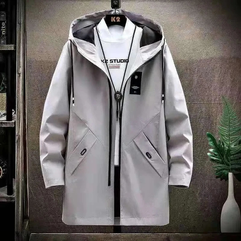 Mens windbreak 2023 style autumn jacket men Fashion Trend Coats spring Casual Loose Trench Coat male Large size M4XL 241220