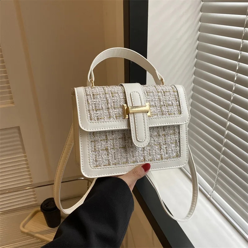 Premium Bag Womens Trendy Fashion Thousand Bird Grid Portable Small Square Bag Versatile Shoulder Messenger Bag 241228